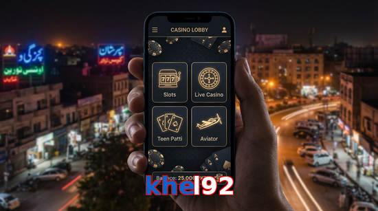 Main screen of Khel92 app page for PK players