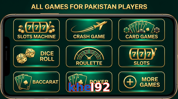 Main screen of Khel92 games page for PK players
