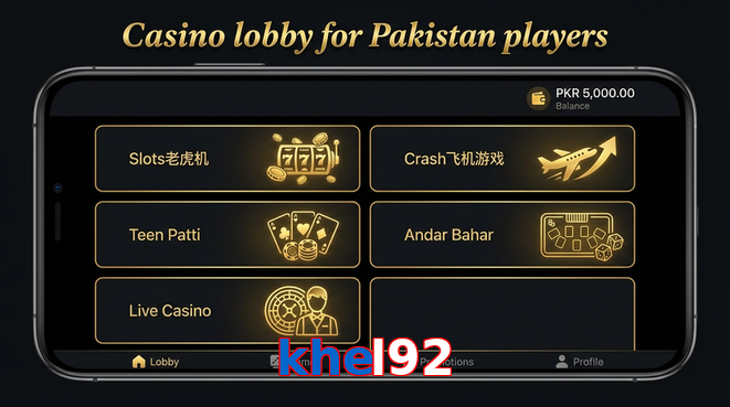 Lobby view of Khel92 for Pakistan users